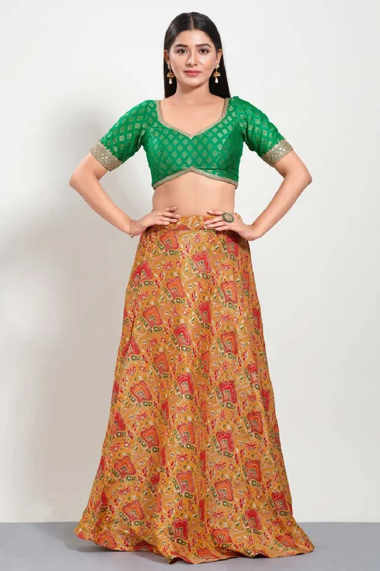 Green Brocade Sweatheart Neck Elbow Sleeves Blouse Romantic Lace Blouse