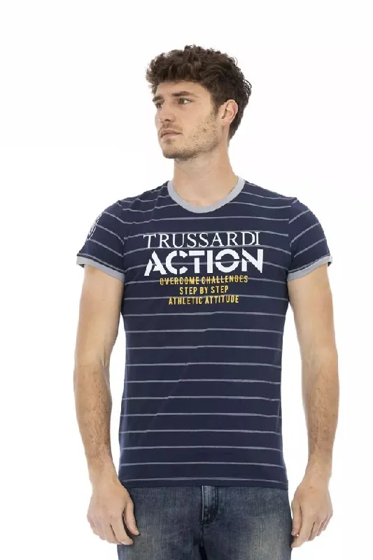 Blue Cotton Men T-shirt-- Fashionable Trendy Casual