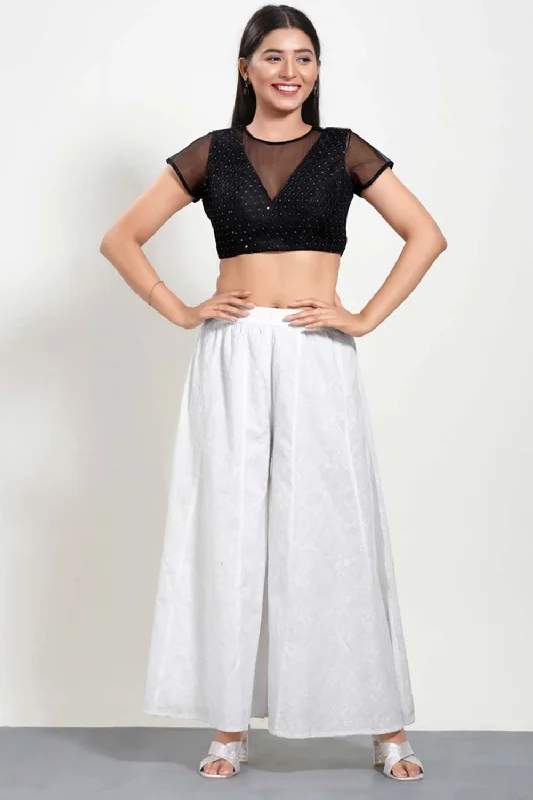 Black Net V-Neck Half Sleeves Blouse Soft Modal Blouse