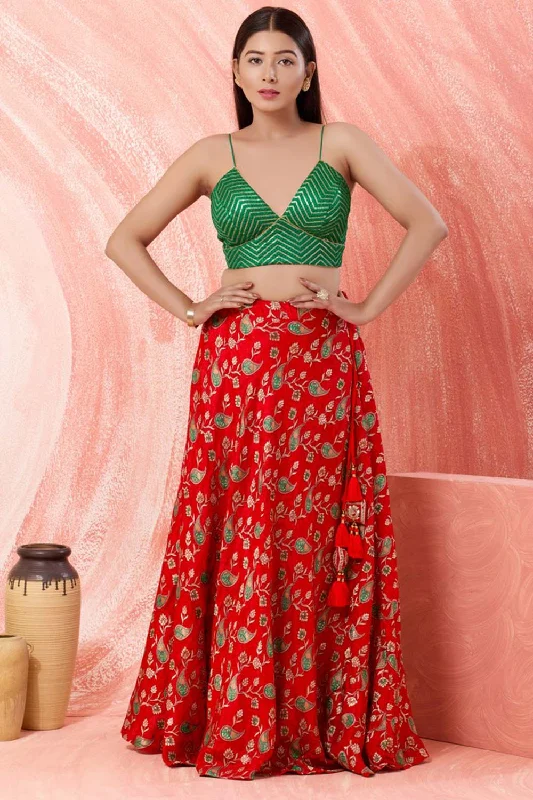 Green Art Silk V-Neck Sleeveless Blouse Elegant Silk Blouse