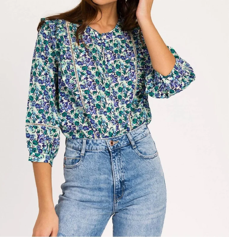 Solena Cotton Blouse In Mint Classic Minimalist Blouse