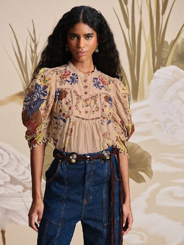 Beauty Bouquet Pink Blouse-FARM RIO Vintage Lace Blouse