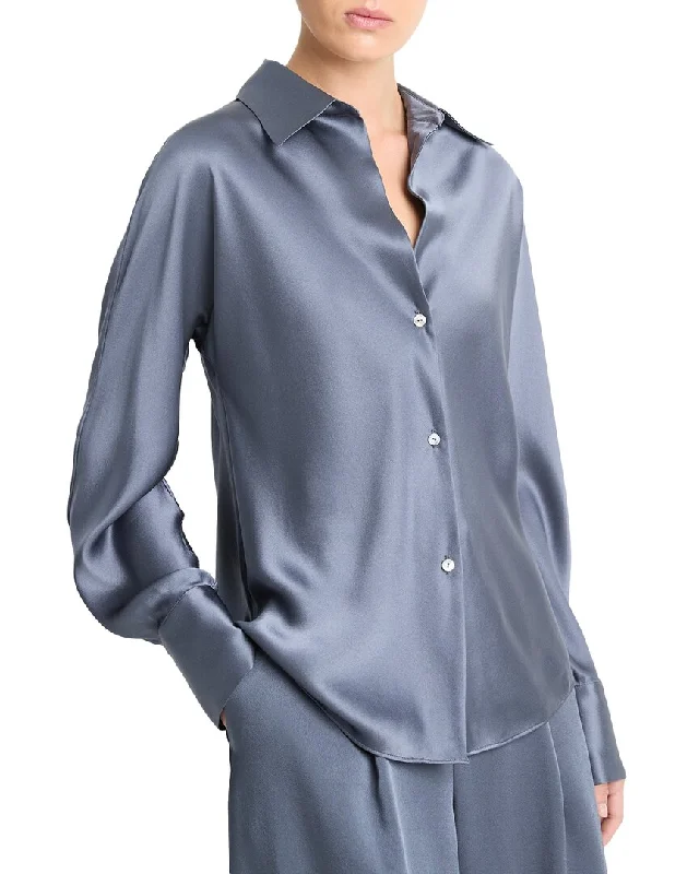 Vince Bias Silk Blouse Romantic Lace Blouse