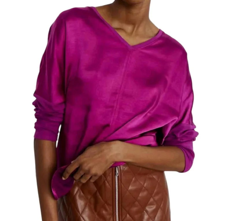Cindy Blouse In Sparkling Grape Casual Relaxed Fit Blouse