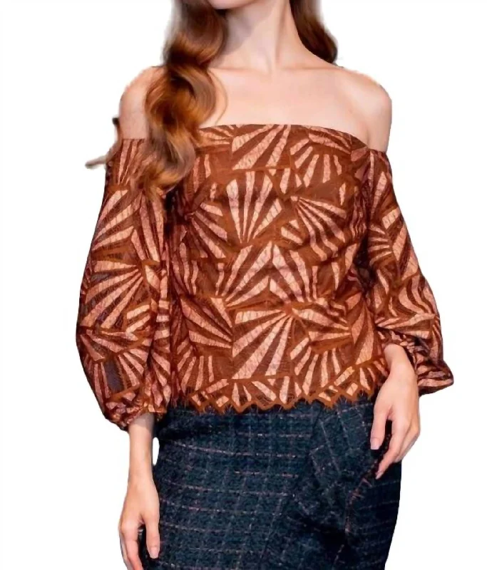 Shine Lace Blouse In Copper Metallic Flowy Bohemian Blouse