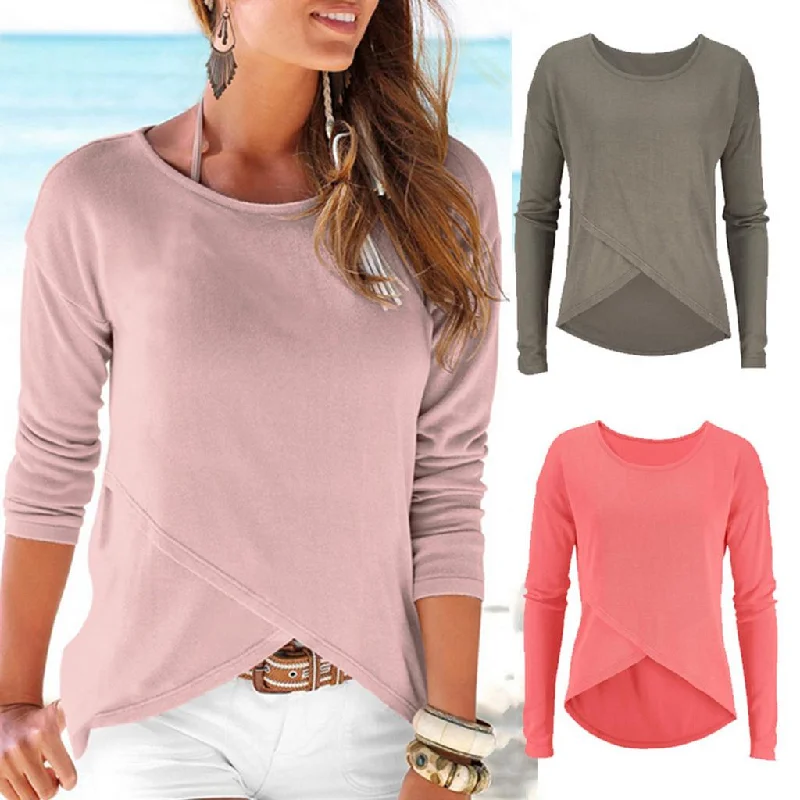 Phenovo cCasual Long Sleeve Asymmetrical Tops T-shirt Shirt S Rose red-- Thin T-Shirt Open Front Quick Dry Phenovo cCasual Long Sleeve Asymmetrical Tops T-shirt Shirt S Rose red-- Thin T-Shirt Open Front Quick Dry