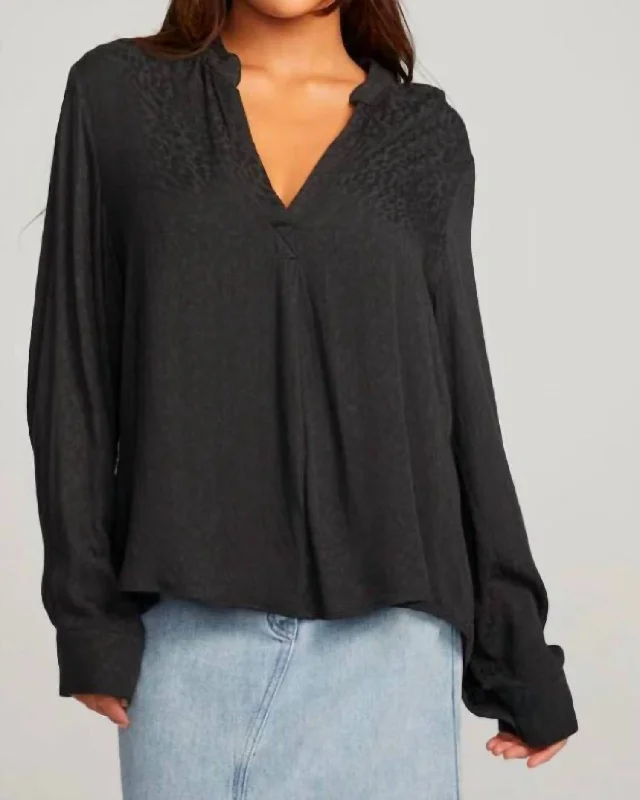 Denver Blouse In Licorice Lightweight Floral Blouse