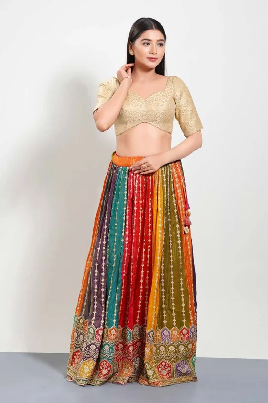Gold Brocade Sweatheart Neck Elbow Sleeves Blouse Collared Satin Blouse