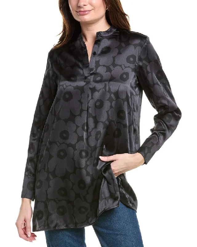 Marimekko Tiina Silk-Blend Blouse Elegant Semi-Sheer Blouse