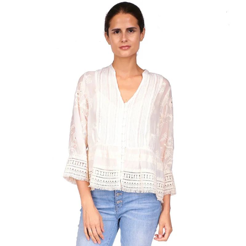 Johnny Was Molly Isabel Blouse - Natural Stylish Wrap Blouse