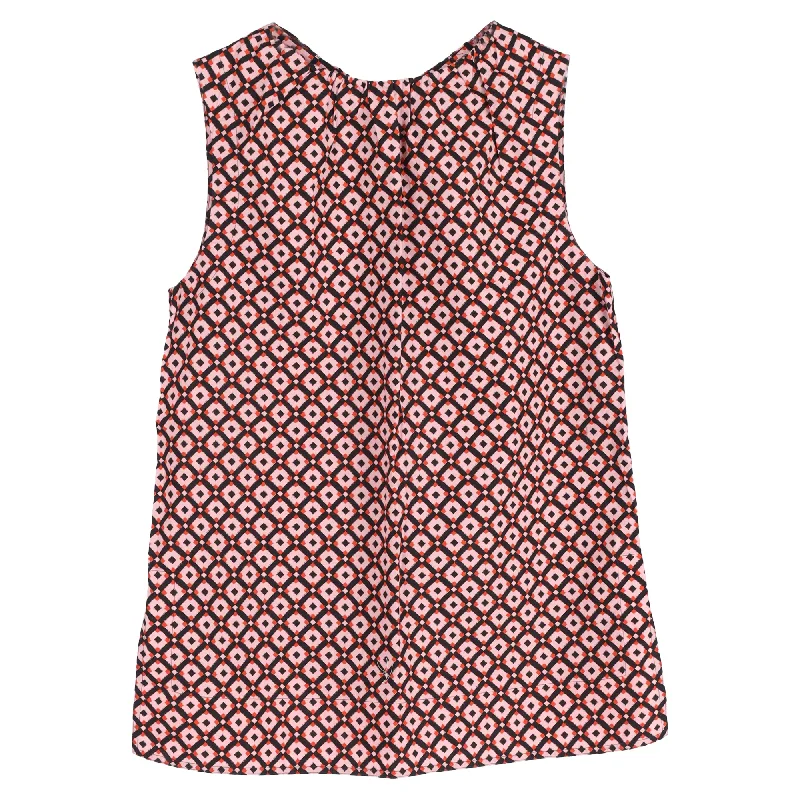 Marni Patterned Sleeveless Blouse in Multicolor Cotton Pleated Collar Blouse