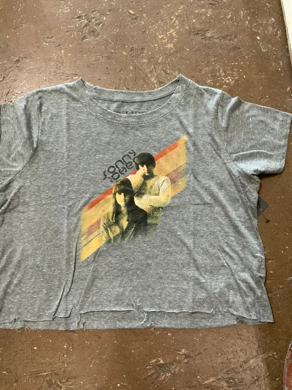 Sonny & Cher Crop Tee Shirt-- Beaded Sequined Faux Fur