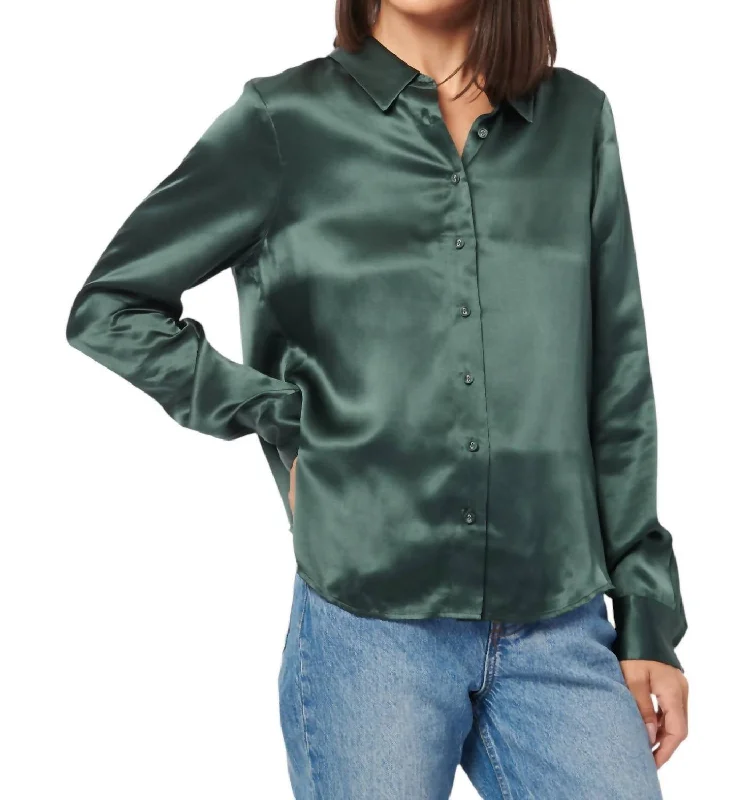 Crosby Blouse In Hunter Satin Drape Blouse
