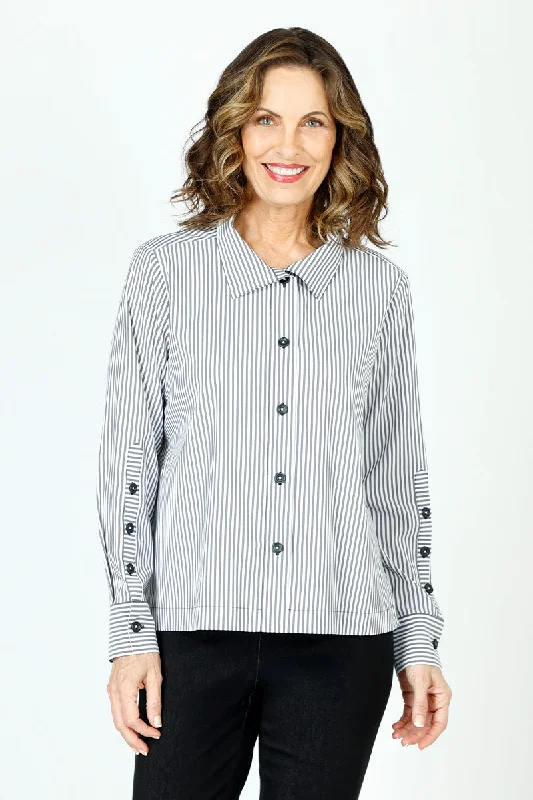Beau Chemise Melanie Stripe Boxy Blouse Sleeveless Chiffon Blouse
