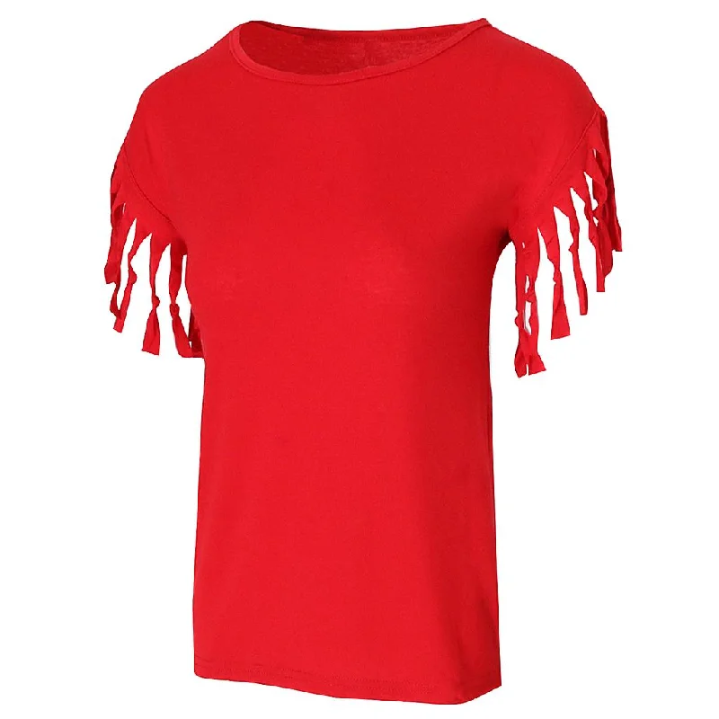 Women Pure Color Cotton Short Sleeve T-shirt Summer Blouse Tops L Red-- Zippered Buttoned Snapped Women Pure Color Cotton Short Sleeve T-shirt Summer Blouse Tops L Red-- Zippered Buttoned Snapped