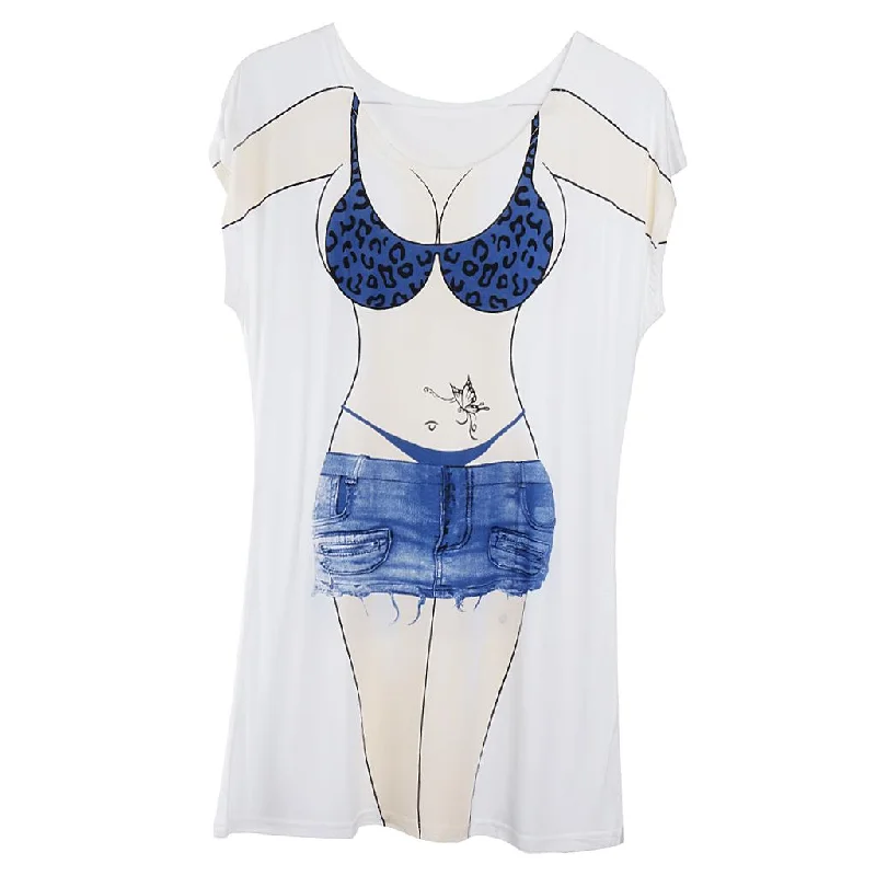 Funny Women Hawaiian Hula Skirt Bikini Casual T-shirt Tee Tops Birthday Gift Blue-- Spandex Blend Rayon Blend Denim Blend Funny Women Hawaiian Hula Skirt Bikini Casual T-shirt Tee Tops Birthday Gift Blue-- Spandex Blend Rayon Blend Denim Blend