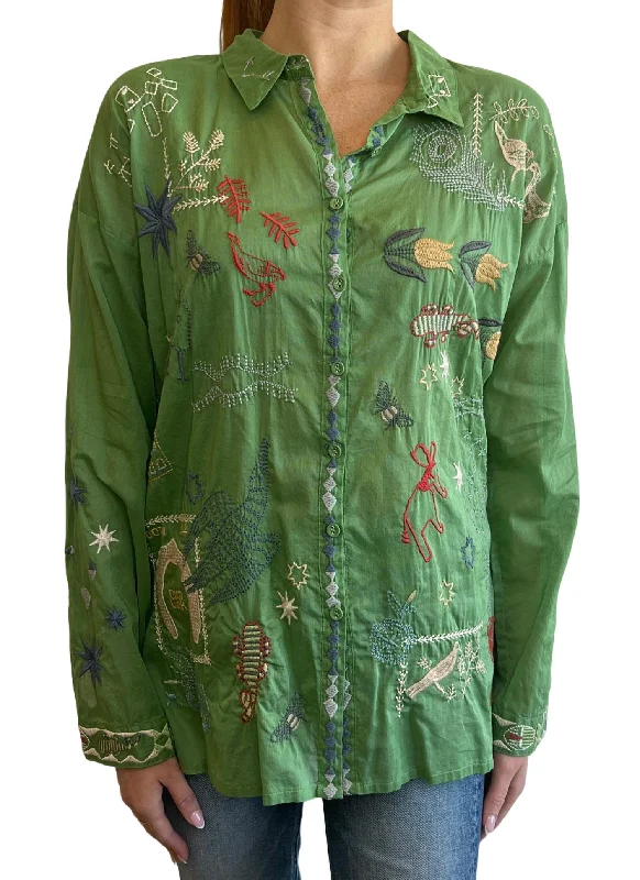 Goya Blouse In Fern Green Modern Oversized Blouse