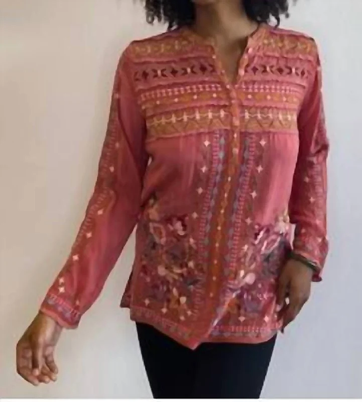 Dover Blouse In Dusy Cedar Feminine Tie Blouse