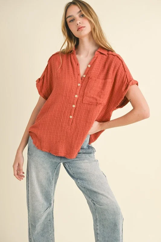 Good Karma Textured Shirt-- Boxy Fit Fitted Loose