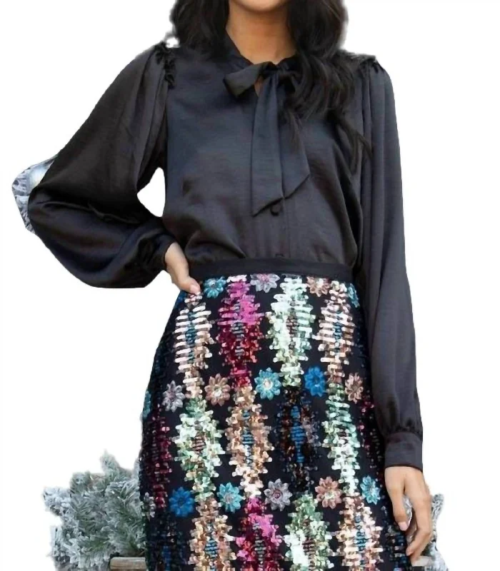 Josefina Blouse In Onyx Delicate Bow Blouse