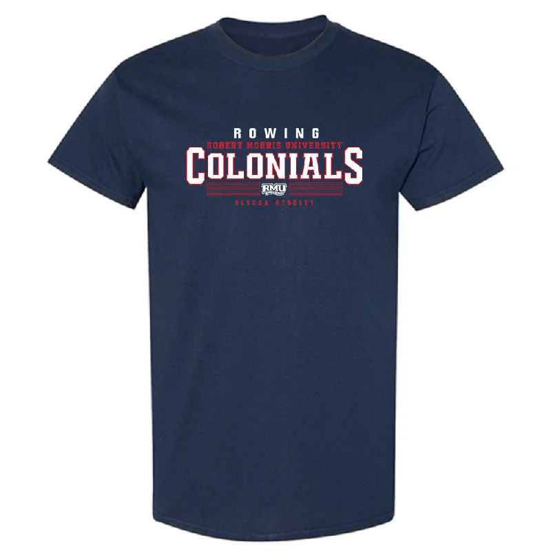 Robert Morris - NCAA Women's Rowing : Alyssa Headley - Classic Fashion Shersey T-Shirt-- Striped Floral Plaid Robert Morris - NCAA Women's Rowing : Alyssa Headley - Classic Fashion Shersey T-Shirt-- Striped Floral Plaid