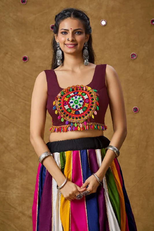 Wine Cotton Embroidered Sleeveless Blouse Chic Off-Shoulder Blouse