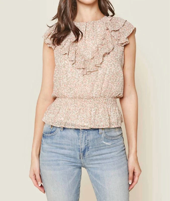 Gauzy Floral Ruffled Blouse In Multi Feminine Ruffle Blouse