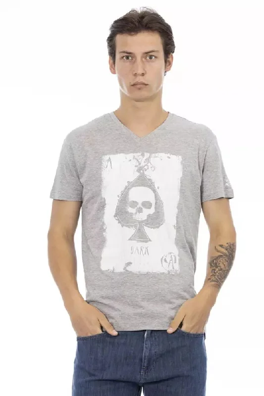 Gray Cotton Men T-shirt-- Sequined Glittery Shiny