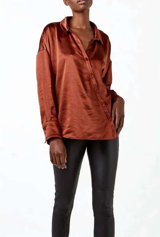 Parisienne Blouse In Cognac Lightweight Chiffon Blouse