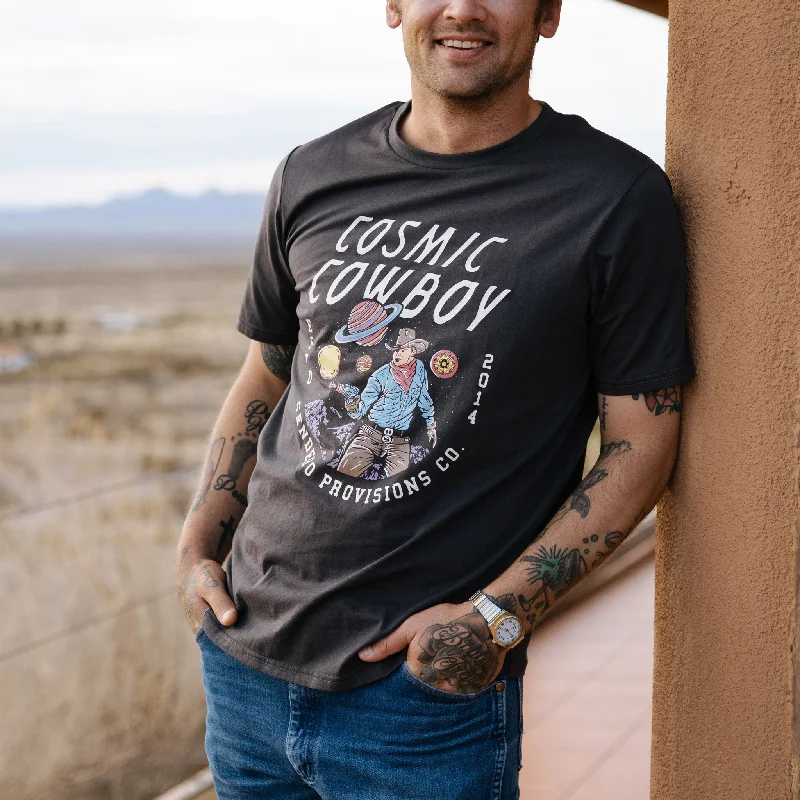Cosmic Cowboy Tee Shirt-- Welt Pockets Slit Pockets Flap Pockets