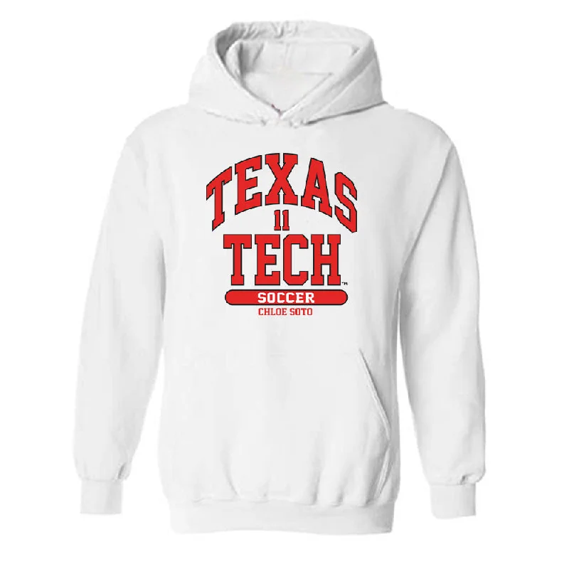 Texas Tech - NCAA Women's Soccer : Chloe Soto - Classic Fashion Shersey Hooded Sweatshirt Hoodie with Patch Decorative Personalized Texas Tech - NCAA Women's Soccer : Chloe Soto - Classic Fashion Shersey Hooded Sweatshirt Hoodie with Patch Decorative Personalized