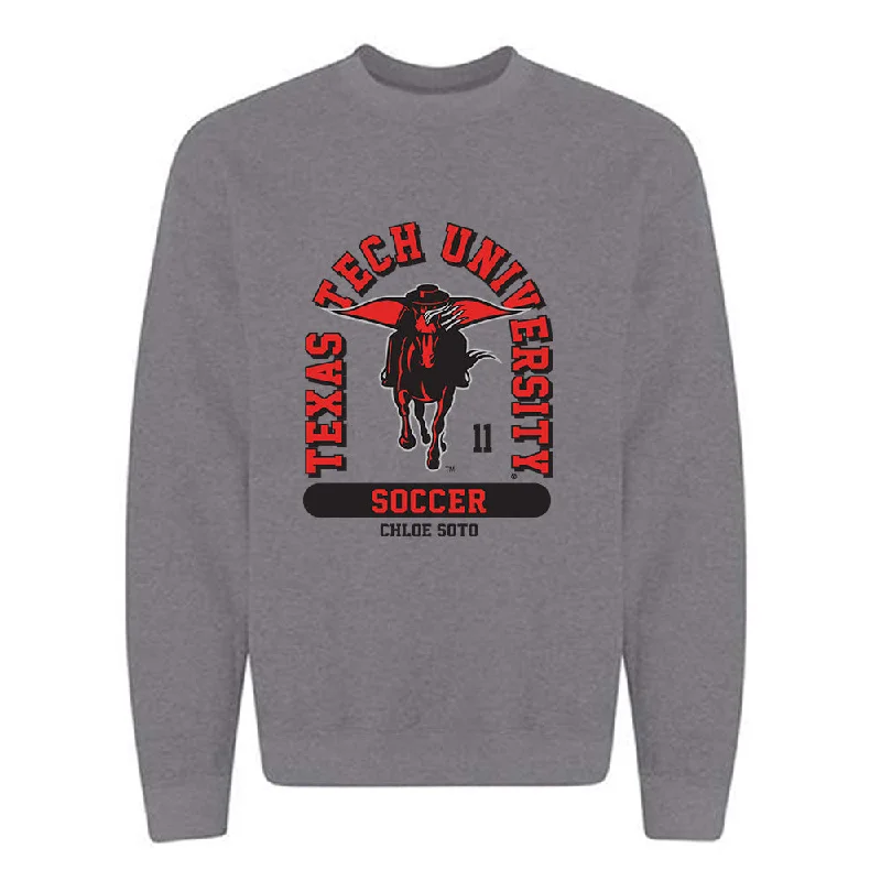 Texas Tech - NCAA Women's Soccer : Chloe Soto - Classic Fashion Shersey Crewneck Sweatshirt Hoodie with Typography Text Message Texas Tech - NCAA Women's Soccer : Chloe Soto - Classic Fashion Shersey Crewneck Sweatshirt Hoodie with Typography Text Message