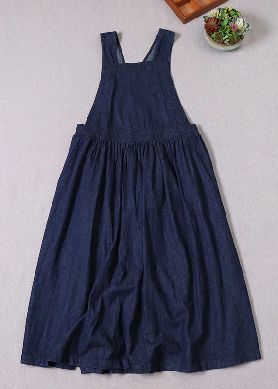 Boutique Blue Cinched Pockets denim Mini Dresses Spring Cozy Knit Mini Dress
