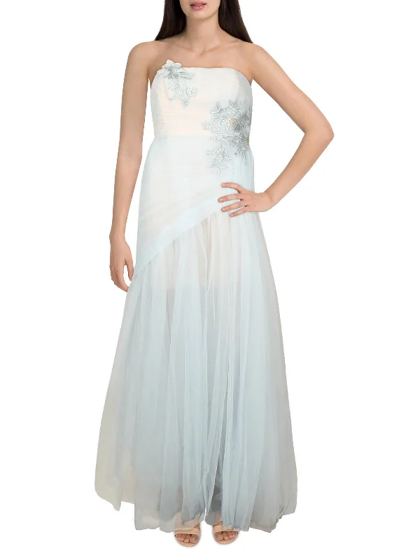 Womens Tulle Strapless Evening Dress Tunics Business professional