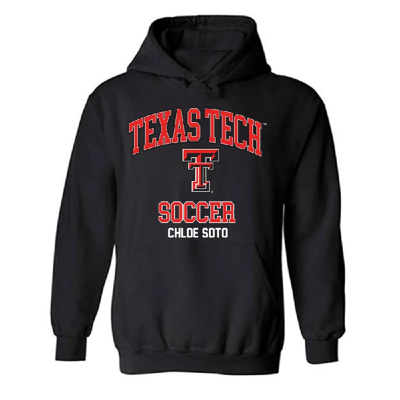 Texas Tech - NCAA Women's Soccer : Chloe Soto - Classic Fashion Shersey Hooded Sweatshirt Hoodie with Drawcord Adjustable Secure Texas Tech - NCAA Women's Soccer : Chloe Soto - Classic Fashion Shersey Hooded Sweatshirt Hoodie with Drawcord Adjustable Secure