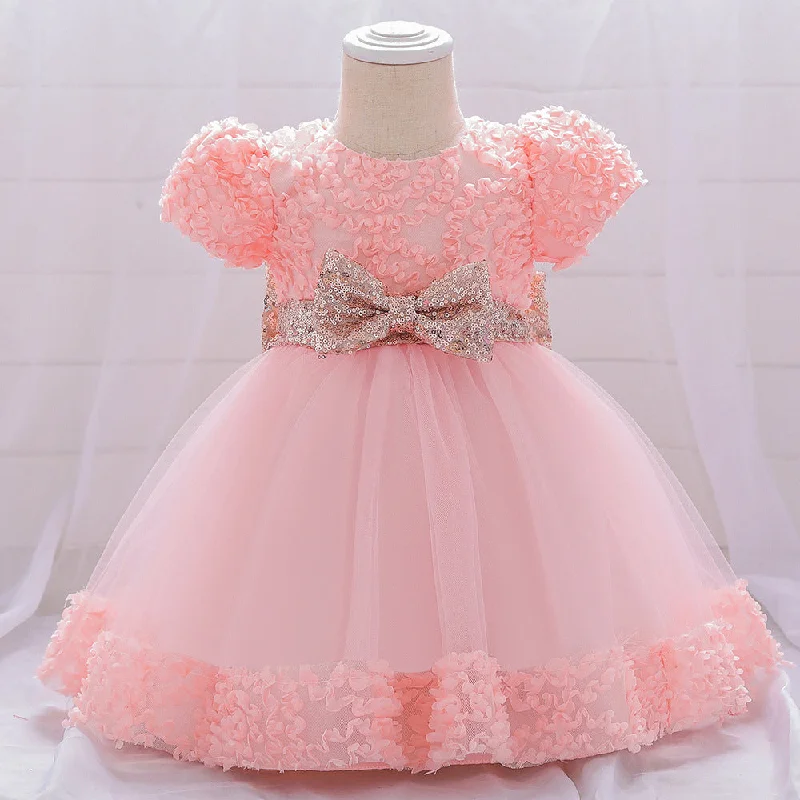 Baby Girls Birthday Party Dresses Infant Cute Bow Fluffy Formal Princess Dress Halter Neckline Beach Baby Girls Birthday Party Dresses Infant Cute Bow Fluffy Formal Princess Dress Halter Neckline Beach