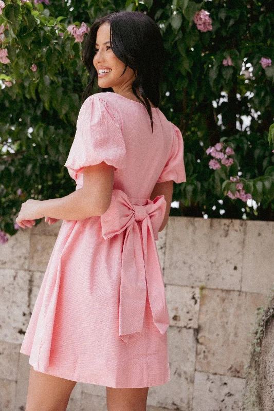 Myrtle Mini Dress - Pink Trendy A-Line Mini Dress