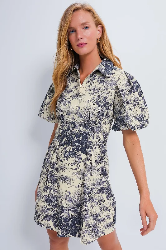 Navy Toile Mini Delaney Dress Tunics Practical durable