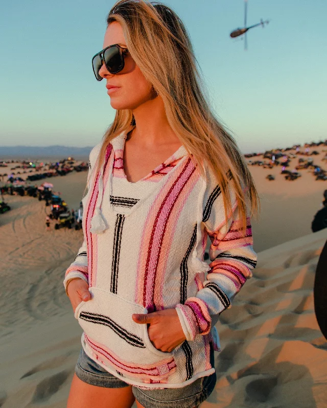 Women's Smuggler Hoodie - Cream & Blush Hoodie with Elastic Waist Stretchable Comfortable