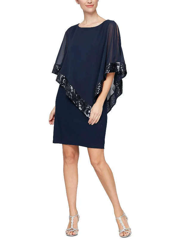 Womens Chiffon Embellished Cocktail and Party Dress Tunics Velvet soft