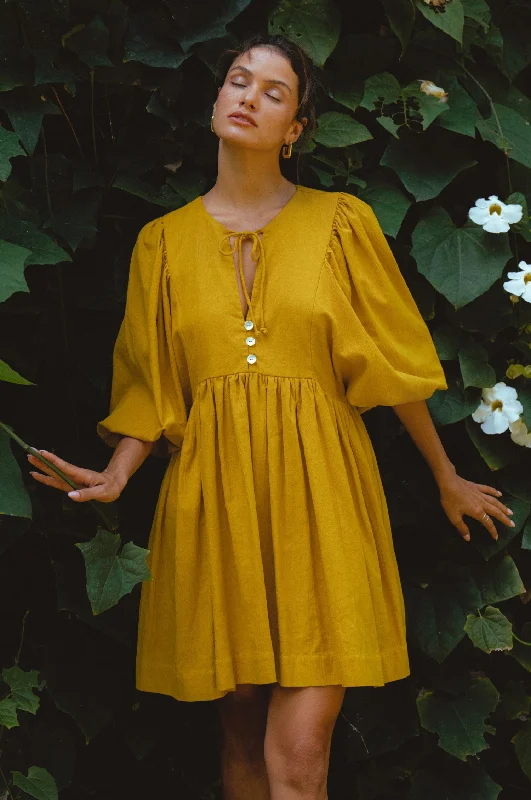 Maribelle Baby Doll Linen Dress Boatneck Modish Everyday