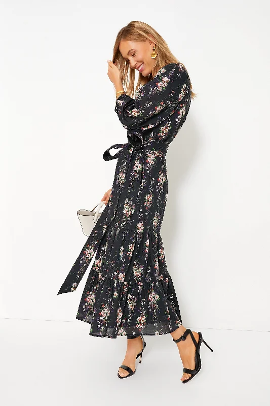 Onyx Falling Flowers Bouquet Lyles Dress Turtleneck Neckline Stylish