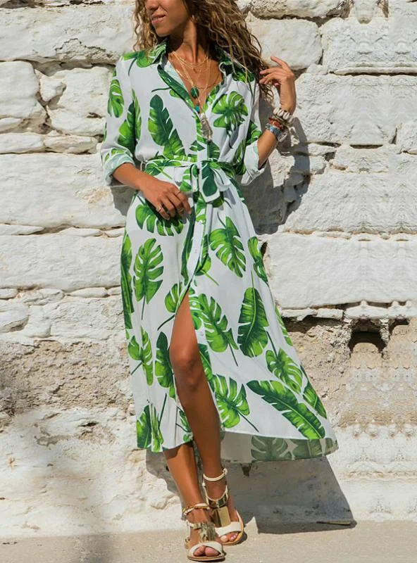 Bohemian Long Sleeve Vintage Holiday Party Dress Tunics Print Colorful