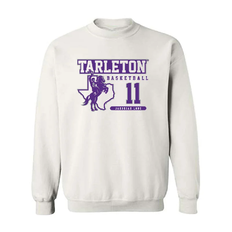 Tarleton State - NCAA Women's Basketball : Jakoriah Long - Classic Fashion Shersey Crewneck Sweatshirt Hoodie with Hem Lace Feminine Delicate Tarleton State - NCAA Women's Basketball : Jakoriah Long - Classic Fashion Shersey Crewneck Sweatshirt Hoodie with Hem Lace Feminine Delicate