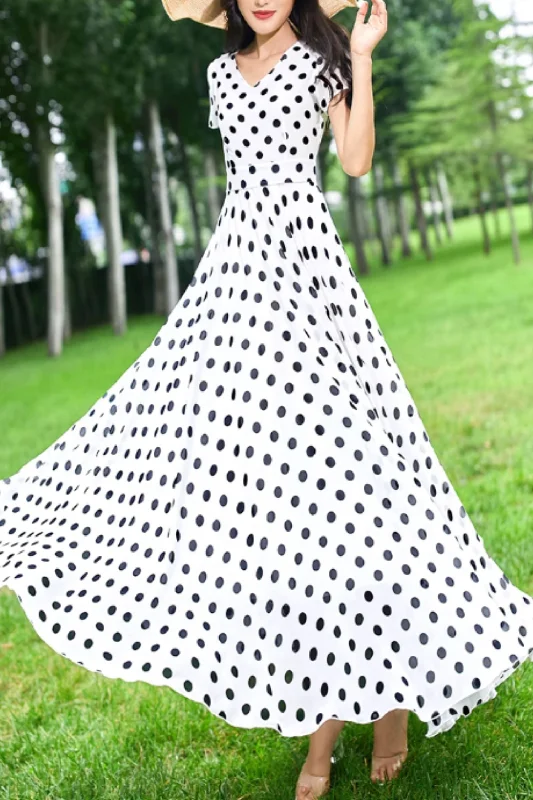 Black and white maxi summer chiffon dress 5158 Tunics Fall fleece