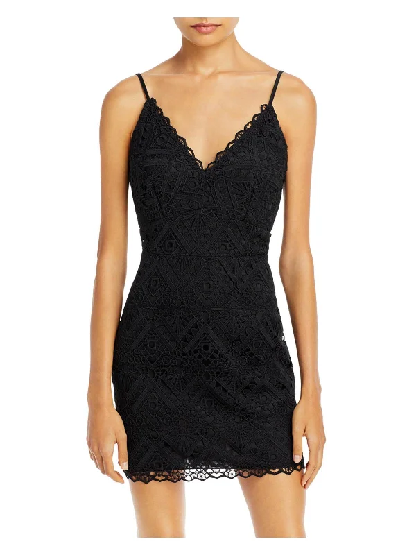 Womens Lace Short Cocktail and Party Dress High-Low Hemline Casual