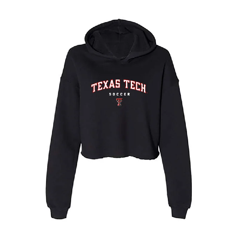 Texas Tech - NCAA Women's Soccer : Emma Torres - Women's Crop Fleece Hoodie Hoodie with Hem Applique Textured Unique Texas Tech - NCAA Women's Soccer : Emma Torres - Women's Crop Fleece Hoodie Hoodie with Hem Applique Textured Unique