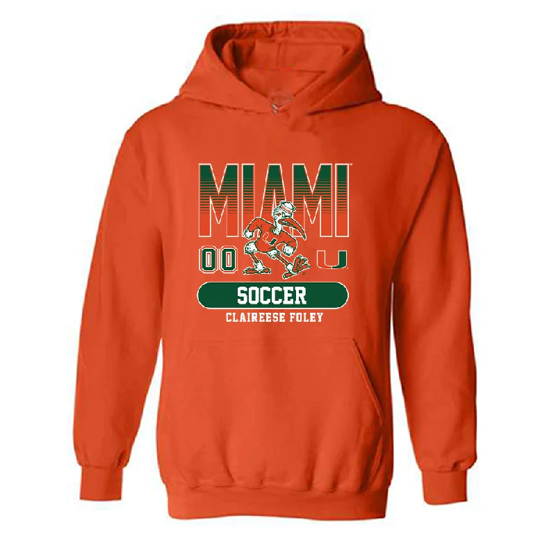 Miami - NCAA Women's Soccer : Claireese Foley - Classic Fashion Shersey Hooded Sweatshirt Hoodie with Drawstring Waist Adjustable Fitted Miami - NCAA Women's Soccer : Claireese Foley - Classic Fashion Shersey Hooded Sweatshirt Hoodie with Drawstring Waist Adjustable Fitted