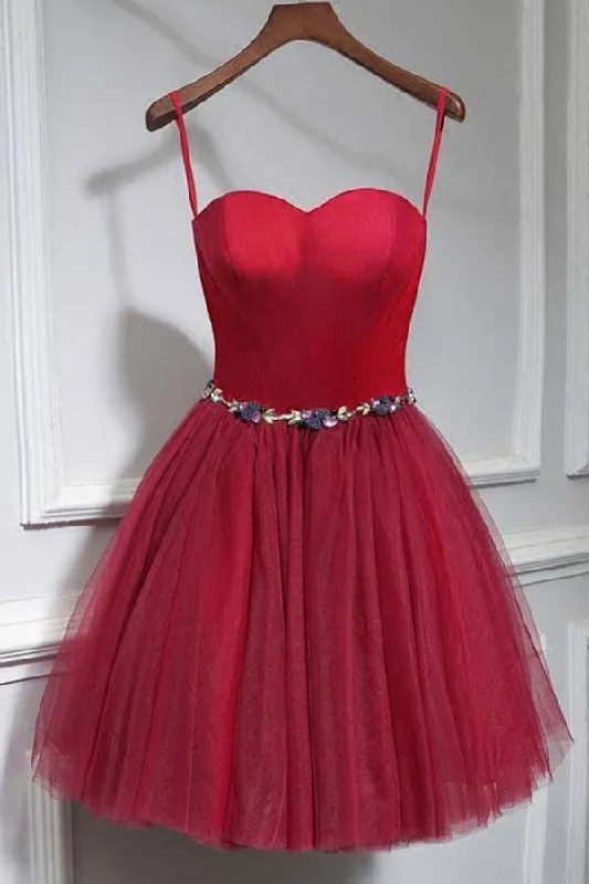 Cute Sweet Neck Short Prom Dress Mini Dresses Homecoming Dresses PD147 Trendy Camisole Mini Dress