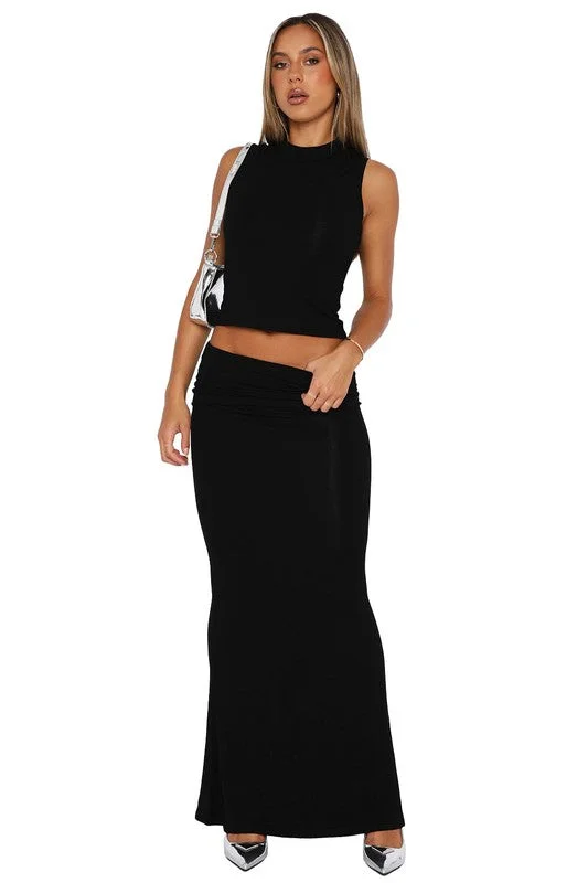 FASHION WOMEN TWO PIECE DRESS SET Cowl Neckline Elegant